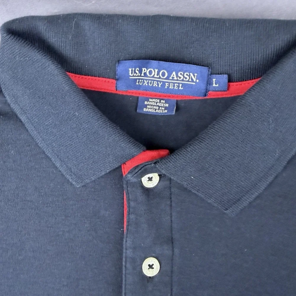 U.S. Polo Assn. Luxury Feel Black 100% Cotton Short Sleeve Polo Shirt Men's L